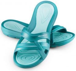 Klapki basenowe damskie PANAMA. Zielone klapki damskie Aqua-Speed, bez wzorów, z materiału, bez obcasa, bez zapięcia. Za 59.00 zł.