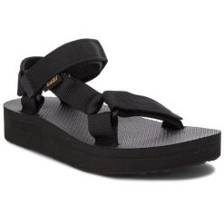 Sandały Teva. Czarne sandały damskie Teva, bez wzorów, bez obcasa, bez zapięcia. Za 249.99 zł.