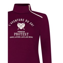 Bluza damska Protest Holker. Fioletowe bluzy damskie Protest, m, bez wzorów, z materiału, eleganckie, bez ramiączek, bez kaptura. Za 252.50 zł.