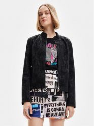 Desigual Kurtka z imitacji skóry Detroit 23SWEW02 Czarny Regular Fit. Czarne kurtki damskie Desigual, xs, bez wzorów, ze skóry, bez kaptura. Za 359.99 zł.
