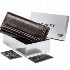 Portfel skórzany Rovicky CPR-8787-BAR brązowy. Brązowe portfele damskie ROVICKY, ze skóry. Za 109.99 zł.