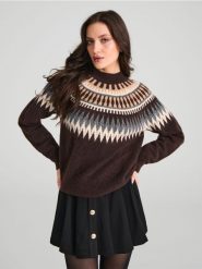 Sweter - brązowy. Brązowe swetry nierozpinane damskie Sinsay, l, bez wzorów, bez kołnierzyka, bez ramiączek. Za 59.99 zł.