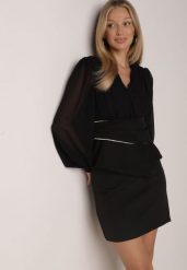 Czarna Gładka Spódnica VICES o Ołówkowym Kroju Abilura. Czarne spódnice damskie Born2be, do pracy, l, bez wzorów, biznesowe, mini, dopasowane. Za 99.99 zł.