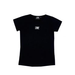 Koszulka miękki na co dzień na siłownię. Czarne bluzki damskie LEONE 1947 APPAREL, bez wzorów, z bawełny, sportowe, bez kołnierzyka, bez ramiączek. W wyprzedaży za 52.63 zł.