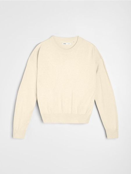Lekki sweter basic - kremowy. Białe swetry nierozpinane damskie Sinsay, l, bez wzorów, bez kołnierzyka, bez ramiączek. Za 39.99 zł.