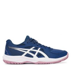 Buty do tenisa Asics. Niebieskie obuwie sportowe damskie Asics, bez wzorów, bez zapięcia, tenisowe. Za 269.99 zł.