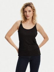 Morgan Top 251-DIDOA Czarny Slim Fit. Czarne topy damskie Morgan, m, bez wzorów, z wiskozy, bez kołnierzyka, bez ramiączek. Za 79.99 zł.