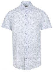 Męska Koszula Typu Casual (Weekendowa) - Pako Jeans - Biała, Drobne Listki. Białe koszule męskie Pako Jeans, l, bez wzorów, z bawełny, casualowe, bez kołnierzyka, bez ramiączek. Za 169.00 zł.