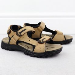 Skórzane sandały męskie na rzepy camel Vanhorn 28302. Brązowe sandały męskie Vanhorn, bez wzorów, ze skóry, sportowe, bez zapięcia. Za 131.99 zł.