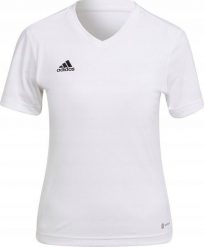 Adidas Koszulka damska adidas Entrada 22 Jersey biała HC5074 S. Białe bluzki damskie Adidas, s, bez wzorów, z jersey, bez kołnierzyka, bez ramiączek. Za 68.40 zł.