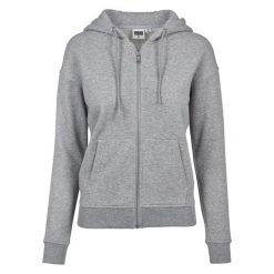 Bluza damska z kapturem Urban Classic claic zip. Szare bluzy damskie Urban Classics, m, bez wzorów, klasyczne, bez ramiączek, z kapturem. Za 147.30 zł.