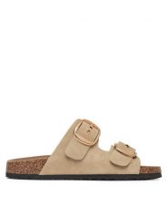 JENNY Klapki LB-P1597-YLD Beżowy. Brązowe klapki damskie Jenny, bez wzorów, z materiału, bez obcasa, bez zapięcia. Za 99.99 zł.