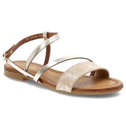 Złote Sandały Maciejka Eleganckie Obuwie Damskie. Żółte sandały damskie Maciejka, bez wzorów, bez obcasa, bez zapięcia. Za 319.00 zł.