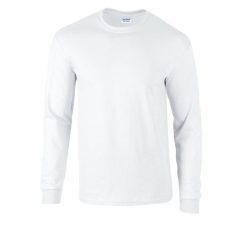 Ultra Bawełniana Koszulka Z Długim Rękawem Dla Dorosłych Unisex. Białe bluzki damskie GILDAN, xl, bez wzorów, z bawełny, sportowe, bez kołnierzyka, bez ramiączek. Za 60.99 zł.