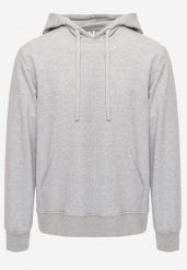 Szara Bluza z Kapturem i Kieszenią Typu Kangur Aqialei. Szare bluzy męskie Born2be, l, bez wzorów, z dresówki, z kapturem. Za 99.99 zł.