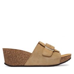 Klapki Scholl. Brązowe klapki damskie Scholl, bez wzorów, bez obcasa, bez zapięcia. Za 429.99 zł.