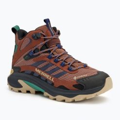 Buty turystyczne męskie Merrell Moab Speed 2 Mid GTX. Czarne buty zimowe męskie Merrell, bez wzorów, bez obcasa, bez zapięcia. Za 509.99 zł.