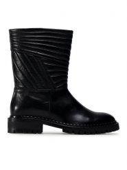 Eva Minge Botki M-33-08-000950 Czarny. Czarne botki damskie Eva Minge, bez wzorów, ze skóry, bez obcasa, na płaskiej podeszwie, bez zapięcia. Za 539.99 zł.
