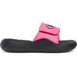 Klapki damskie Under Armour Ignite Pro 8. Czerwone klapki damskie Under Armour, bez wzorów, z materiału, bez obcasa, bez zapięcia. Za 261.00 zł.