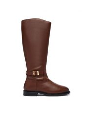 Tommy Hilfiger Kozaki Th Buckle Leather Knee Boot FW0FW09572 Brązowy. Brązowe kozaki damskie Tommy Hilfiger, bez wzorów, ze skóry, bez obcasa, bez zapięcia. Za 949.99 zł.