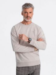 Bluza męska bez kaptura z kieszonką - jasnoszara V2 - Rozmiar: XL. Szare bluzy męskie Ombre Clothing, m, bez wzorów, bez ramiączek, bez kaptura. W wyprzedaży za 49.99 zł.