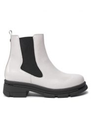 Caprice Botki 9-25428-43 Biały. Białe botki damskie Caprice, bez wzorów, z lakierowanej skóry, bez obcasa, na płaskiej podeszwie, bez zapięcia. Za 499.99 zł.