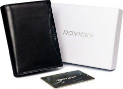 Rovicky Kup Przydasie ROVICKY Bogato wyposażony portfel męski z naturalnej skóry licowej Rovicky. Portfele męskie ROVICKY, bez wzorów, ze skóry. Za 125.44 zł.