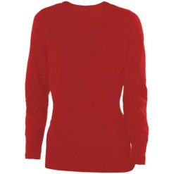 Sweter damski Kariban Col V. Czerwone swetry nierozpinane damskie KARIBAN, na zimę, bez wzorów, bez kołnierzyka, bez ramiączek. Za 185.00 zł.