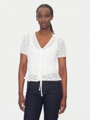 Morgan Bluzka 231-DATE Biały Slim Fit. Białe bluzki damskie Morgan, s, bez wzorów, z syntetyku, bez kołnierzyka, bez ramiączek. Za 129.99 zł.