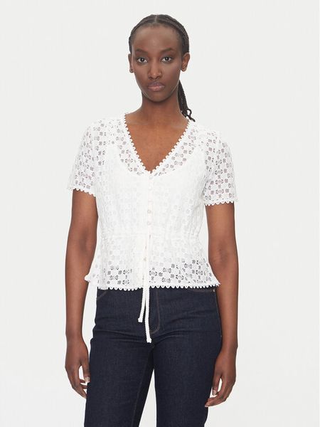 Morgan Bluzka 231-DATE Biały Slim Fit. Białe bluzki damskie Morgan, xs, bez wzorów, z syntetyku, bez kołnierzyka, bez ramiączek. Za 119.99 zł.