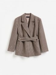 Marynarka z paskiem - wielobarwny. Marynarki i żakiety damskie Reserved, bez wzorów, z tkaniny, bez kołnierzyka, bez ramiączek. Za 359.99 zł.