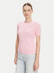 Tommy Hilfiger Sweter WW0WW38744 Różowy Regular Fit. Czerwone swetry nierozpinane damskie Tommy Hilfiger, s, bez wzorów, z bawełny, bez kołnierzyka, bez ramiączek. Za 369.99 zł.