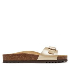 Klapki Scholl. Żółte klapki damskie Scholl, bez wzorów, bez obcasa, bez zapięcia. Za 169.99 zł.