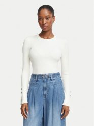 Guess Bluzka W6YR09 Z0948 Kremowy Slim Fit. Białe bluzki damskie Guess, xxl, z aplikacjami, z wiskozy, bez kołnierzyka, bez ramiączek. Za 344.99 zł.