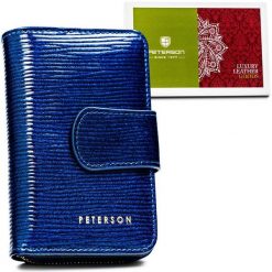 Portfel damski Peterson PTN 76115-PR niebieski. Niebieskie portfele damskie Peterson, ze skóry. Za 97.99 zł.