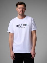4F T-shirt regular z nadrukiem męski 4F x Robert Lewandowski - biały S. Białe koszulki sportowe męskie 4F, l, bez wzorów, z bawełny, bez ramiączek. Za 79.99 zł.