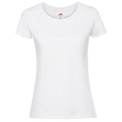 Koszulka Damska Iconic 195 Plain T-shirt. Białe bluzki damskie fruit of the loom, bez wzorów, sportowe, bez kołnierzyka, bez ramiączek. Za 36.99 zł.