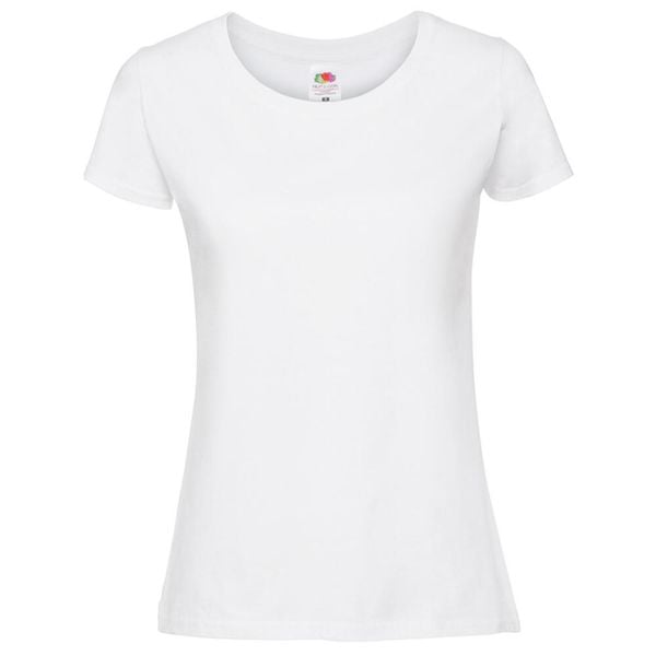 Koszulka Damska Iconic 195 Plain T-shirt. Białe bluzki damskie fruit of the loom, bez wzorów, sportowe, bez kołnierzyka, bez ramiączek. Za 36.99 zł.