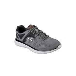 Buty sportowe Sneakersy męskie, Skechers Satisfaction-Flash Point. Szare buty sportowe męskie Skechers, bez wzorów, bez zapięcia, trekkingowe. Za 199.99 zł.