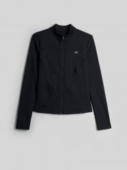 4F Bluza slim bez kaptura damska - czarna S. Czarne bluzy damskie 4F, s, bez wzorów, bez ramiączek, bez kaptura. Za 189.99 zł.