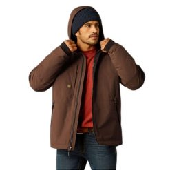Wodoodporna kurtka jeździecka Ariat Rebar Cordura Ripstop. Brązowe kurtki męskie Ariat, s, bez wzorów, z materiału, biznesowe, bez kaptura. Za 742.50 zł.