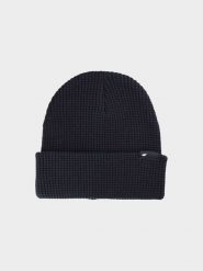 4F Czapka zimowa męska - czarna L. Czarne czapki męskie 4F, na zimę, bez wzorów, z materiału. Za 59.99 zł.