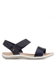 Geox Sandały D Sandal Vega D02R6F 09ACF C4322 Granatowy. Niebieskie sandały damskie Geox, bez wzorów, ze skóry, bez obcasa, na płaskiej podeszwie, bez zapięcia. Za 219.99 zł.