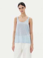 ONLY Top Frida 15194667 Błękitny Regular Fit. Niebieskie topy damskie ONLY, m, bez wzorów, z syntetyku, bez kołnierzyka, bez ramiączek. Za 39.99 zł.