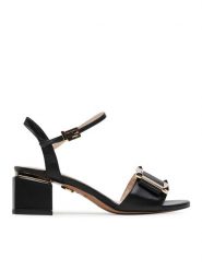 Baldowski Sandały D03512-4757-005 Czarny. Czarne sandały damskie Baldowski, bez wzorów, ze skóry, bez obcasa, na słupku, bez zapięcia. Za 469.99 zł.