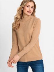 Olsen Sweter Eva 11003582 Beżowy Shaped Fit. Brązowe swetry nierozpinane damskie Olsen, bez wzorów, z syntetyku, bez kołnierzyka, bez ramiączek. W wyprzedaży za 119.99 zł.