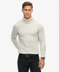 Superdry Szczotkowany sweter z golfem Glacier Grey. Szare swetry męskie Superdry, xl, bez wzorów, z materiału, klasyczne, bez kołnierzyka, bez ramiączek. Za 489.10 zł.