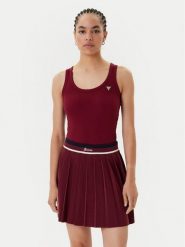 Guess Top V4YP06 K8RT2 Bordowy Regular Fit. Czerwone topy damskie Guess, xxs, z aplikacjami, z wiskozy, bez kołnierzyka, bez ramiączek. Za 109.99 zł.