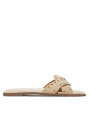 JENNY Klapki R07072024 Beżowy. Brązowe klapki damskie Jenny, bez wzorów, z materiału, bez obcasa, bez zapięcia. Za 71.99 zł.