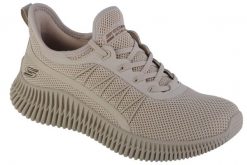 Sandały Skechers Bobs Geo Nowa Estetyka Beżowy. Szare sandały damskie Skechers, bez wzorów, z materiału, bez obcasa, bez zapięcia. Za 259.99 zł.